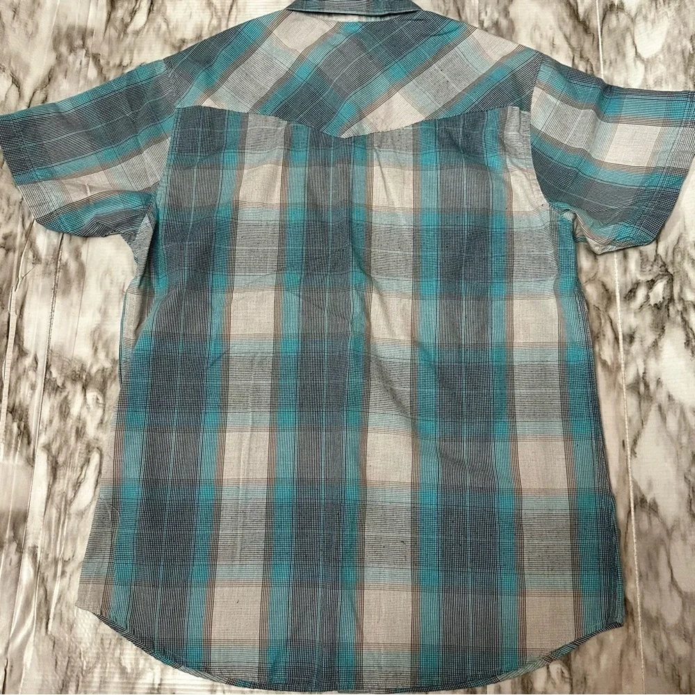 Levi's Blue and Gray Casual Pearl Snap Button Down Shirt Western Cowboy Framer